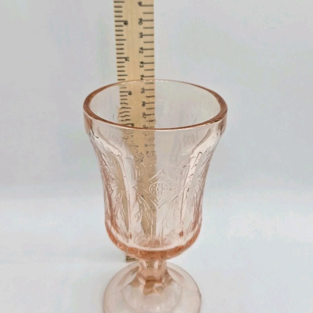 Depression Pink Indiana‎ Glass Goblet Large Tumbler on Stem Water Glass Vintage